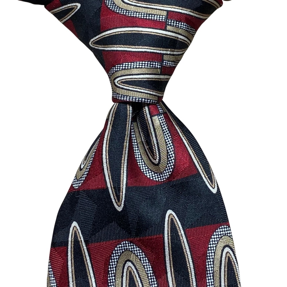 Vintage Superba Peter Thomas Silk Tie Abstract Red USA Extra Long Geometric 4x65